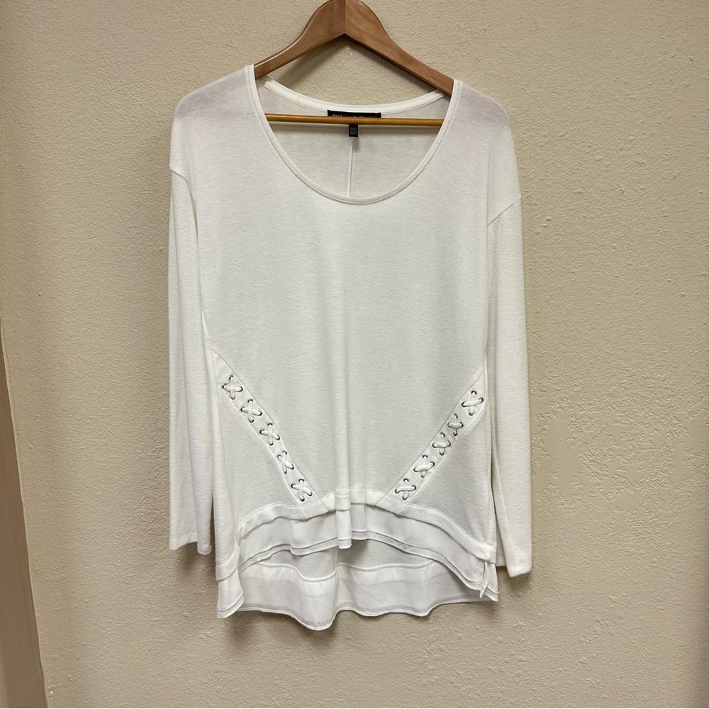 White House Black Market Lacing Detail Top - Size Large